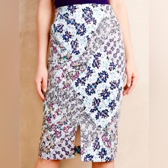 Anthropologie LA VI Floral Patterned Back Zip Pencil Skirt with Pockets Size S - Picture 1 of 15
